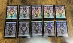 50x FOIL Full Art Phyrexian Text Basic Land Set Phyrexia ONE 10/ea Pack Fresh - Image 4