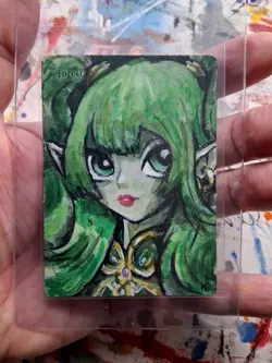 Altered Mtg Hand Painted Forest One Of A Kind Anime - Image 2