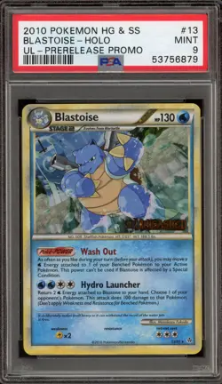 Pokemon Blastoise Unleashed Prerelease Holo Rare Promo #13 PSA 9 Mint - Image 1