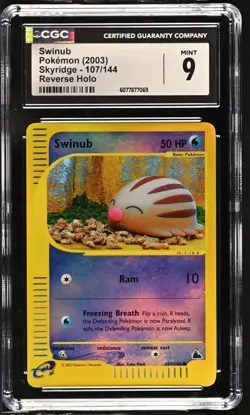 CGC 9 MINT Swinub 2003 Skyridge 107/144 Reverse Holo Pokemon Card - Image 1