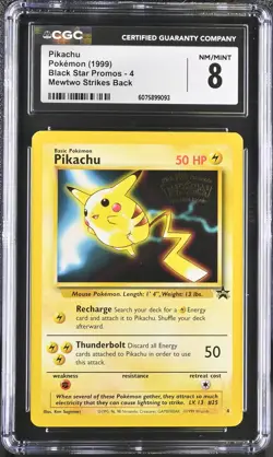 CGC 8 Pikachu 1999 Black Star Promos 4 WB Movie Pokemon Card - Image 1