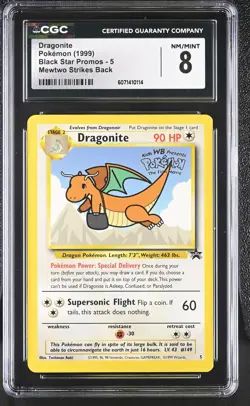 CGC 8 Dragonite 1999 Black Star Promos 5 Mewtwo Strikes Back Pokemon Card - Image 1