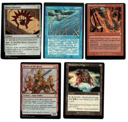 MTG ASSORTED MISCUT ERROR LOT OF 5 LP FALLEN EMPIRES ODYSSEY THEROS COMMANDER - Image 1
