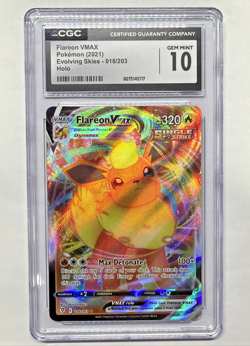 CGC 10 Flareon Vmax 018/203 Evolving Skies Ultra Rare Full Holo Pokemon 2021 - Image 1