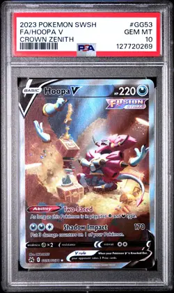 2023 POKEMON SWORD & SHIELD CROWN ZENITH #GG53 FULL ART/HOOPA V PSA 10 - Image 1