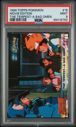 PSA 9 MINT 1999 TOPPS POKEMON 15 MOVIE EDITION THE TEMPEST-A BAD OMEN - Image 1
