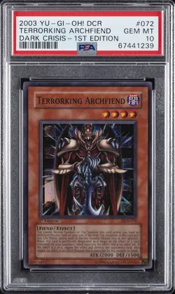 2003 YU-GI-OH! DCR-DARK CRISIS 1ST EDITION #072 TERRORKING ARCHFIEND PSA 10 - Image 1
