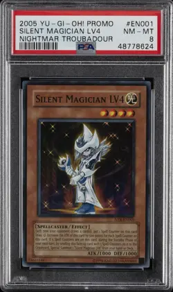 2005 YU-GI-OH! PROMO NIGHTMARE TROUBADOUR GAME #EN001 SILENT MAGICIAN LV4 PSA 8 - Image 1