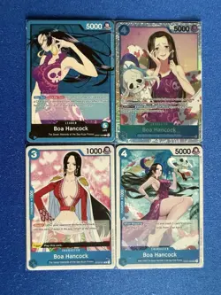 Boa Hancock One Piece TCG 4-card lot OP01 Super Rare+OP07 Leader +more - PWE - Image 1