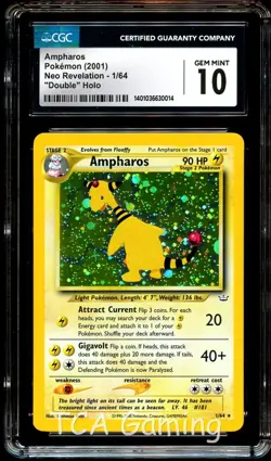 CGC 10 GEM MINT Ampharos 1/64 HOLO RARE Neo Revelation Pokemon Card 014 - Image 1