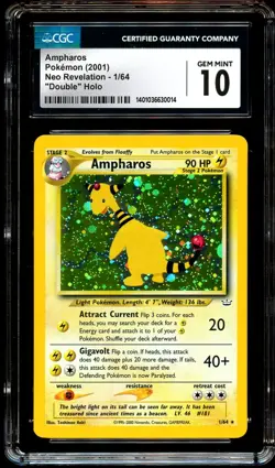 CGC 10 GEM MINT Ampharos 1/64 HOLO RARE Neo Revelation Pokemon Card 014 - Image 2