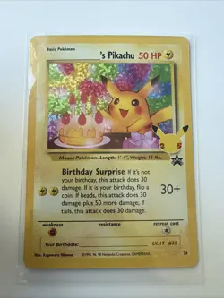 Pokemon TCG Birthday Pikachu Trading Card #24 Celebrations Classic Collection - Image 1