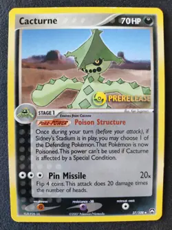 Pokemon Cacturne Prerelease Stamp Promo Ex Power Keepers Set 27/108 Card - Image 1