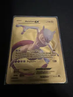 Pokemon Mewtwo EX Gold Foil Fan Art Card XY125 - Image 1