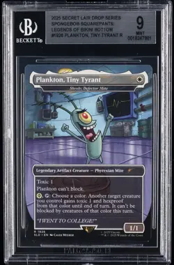 2025 MTG SECRET LAIR DROP SER SPONGEBOB SQUAREPANTS PLANKTON TINY TYRANT BGS 9 - Image 1