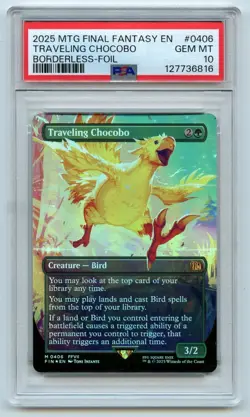 2025 MTG Final Fantasy Traveling Chocobo Borderless-Foil Gem Mint PSA 10 #0406 - Image 1