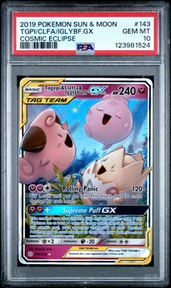 2019 POKEMON SUN & MOON COSMIC ECLIPSE TOGEPI & CLEFFA & IGGLYBUFF GX PSA 10 - Image 1