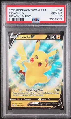 PIKACHU V 2022 POKEMON SWSH BLACK STAR PROMO #SWSH198 PSA GEM MT 10 - Image 1