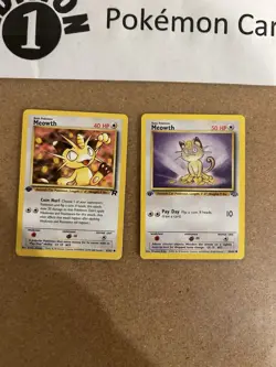 Meowth 1st Edition Pokemon Card Lot Vintage WOTC - Image 1