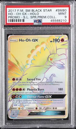 2017 POKEMON SM BLACK STAR PROMO #SM80 FULL ART/HO-OH GX PSA 9 - Image 1
