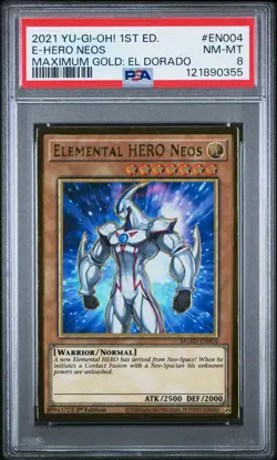 2021 YU-GI-OH! MAXIMUM GOLD: EL DORADO 1ST ED #EN004 ELEMENTAL HERO NEOS PSA 8 - Image 1