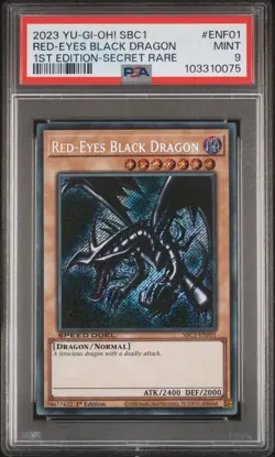 2023 YU-GI-OH! SBC1-1ST EDITION SECRET RARE #ENF01 RED-EYES BLACK DRAGON PSA 9 - Image 1