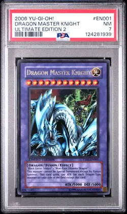 2006 YU-GI-OH! ULTIMATE EDITION 2 #EN001 DRAGON MASTER KNIGHT PSA 7 - Image 1