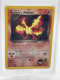 PSA 9 Mint Rocket's Moltres Holo #12/132 Pokemon Gym Heroes (2000) Card - Image 2