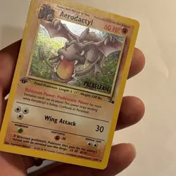 1st Edition Aerodactyl 1/62 PRERELEASE Stamp Fossil Holo 1999 Vtg Pokemon Card - Image 4