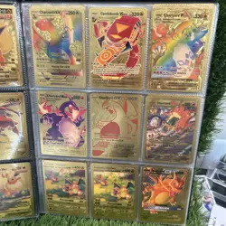 Pokemon Gold Foil Fan Art 130+ Card Lot Collection (18 Charizard, Pikachu) - Image 3