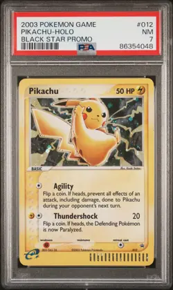 2003 Pokemon Pikachu Holo Black Star Promo Card #012 Graded PSA 7 NM - Image 1