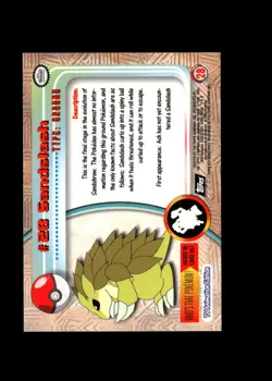 Sandslash : 1999 Topps Pokemon TV Animation Black Logo Card #28 + FREE Ship - Image 2