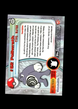 Poliwrath : 1999 Topps Pokemon TV Animation Black Logo Card #62 + FREE Ship - Image 2