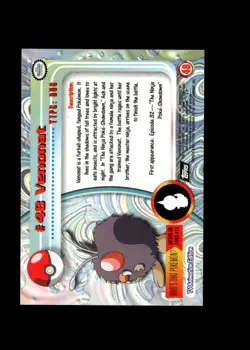 Venonat : 1999 Topps Pokemon TV Animation Black Logo Card #48 + Fast FREE Ship - Image 2