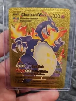 Charizard Vmax Gold Foil Fan Art Vinyl Textured Collector Pokemon Card - Image 1