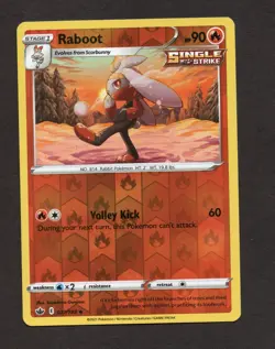 Raboot 027/198- Reverse Holo Card- Chilling Reign- Pokemon LP - Image 1