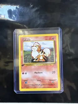 Pokemon TCG Growlithe (Fukano) 28/102 Base Set Regular 1st Edition GERMAN - Image 1