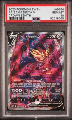2023 Pokemon PSA 10 Zamazenta V - GG54/GG70 Crown Zenith GEM MINT - Image 1