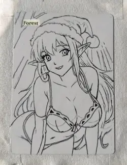 Hand Painted Altered Art Mtg Forest Land Card - Sexy Elf illustration! by IB - Image 3
