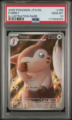 PSA 10 GEM MINT Furret Illustration Rare Journey Together #168 Pokemon TCG - Image 1