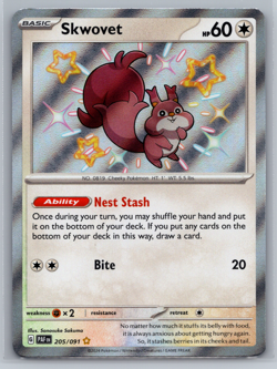 Pokemon TCG, Scarlet & Violet, Paldean Fates Skwovet 205/091 Rare Shiny NM - Image 1