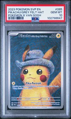 2023 POKEMON SVP EN-SV BLACK STAR PROMO #085 PIKACHU WITH GREY FELT HAT PSA 10 - Image 1