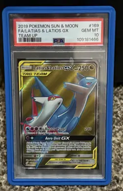 PSA 10 Latias Latios Gx Team Up 169/181 Sun Moon Full Art Pokemon Card GEM MINT - Image 1