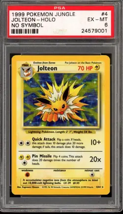1999 Pokemon Jungle No Symbol Jolteon Holo #4 PSA 6 Ex-Mt - Image 1