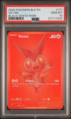 2025 POKEMON BLK EN-BLACK BOLT BLACK WHITE RARE #171 VICTINI PSA 10 - Image 1