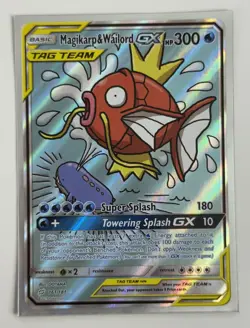 Pokemon Sun and Moon Team Up Magikarp Wailord GX Alternative Art Card 161/181 - Image 1