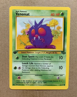 1st Edition Venonat 63/64 Jungle Set - Common Pokemon Card - NM/Mint - Image 1