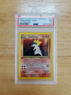 Pokemon PSA 7 NM 2000 Typhlosion 18/111 1st Edition Neo Genesis Holo Card - Image 1