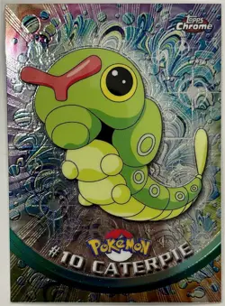 CATERPIE #10, Series 1 - 2000, Topps TV Animation Edition Chrome Pokemon Card - Image 3