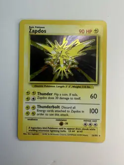 Pokemon Base Set Zapdos 16/102 Holo Rare Vintage WoTC HP Heavily Played/Damaged - Image 1